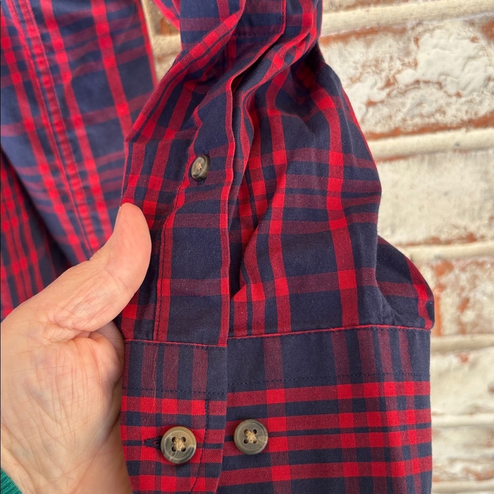 Harbor‎ Bay Red Navy Plaid Plus Size Dress Shirt - Picture 5 of 8